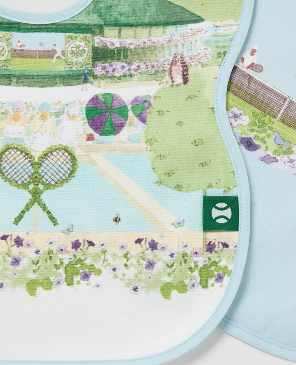 Wimbledon Baby Bib Two Pack - Tennis in a English Garden-Kids Bibs