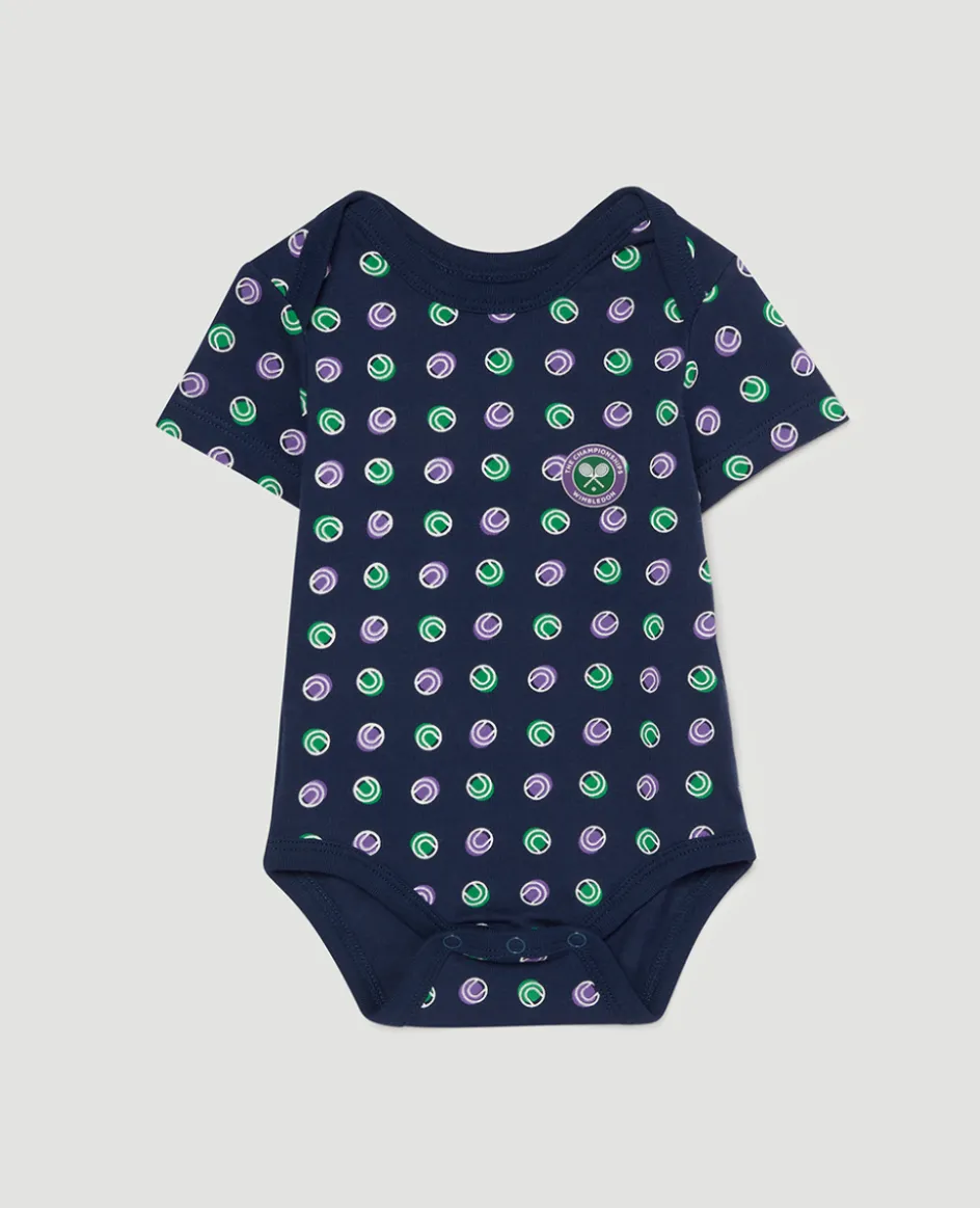 Wimbledon Babygrow Ball Spot - Navy-Kids Baby Grows