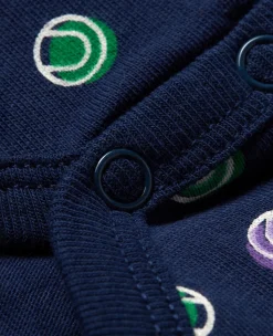 Wimbledon Babygrow Ball Spot - Navy-Kids Baby Grows