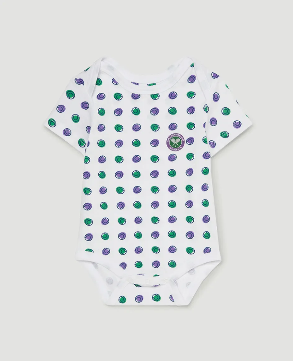 Wimbledon Babygrow Ball Spot - White-Kids Baby Grows