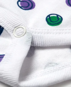Wimbledon Babygrow Ball Spot - White-Kids Baby Grows