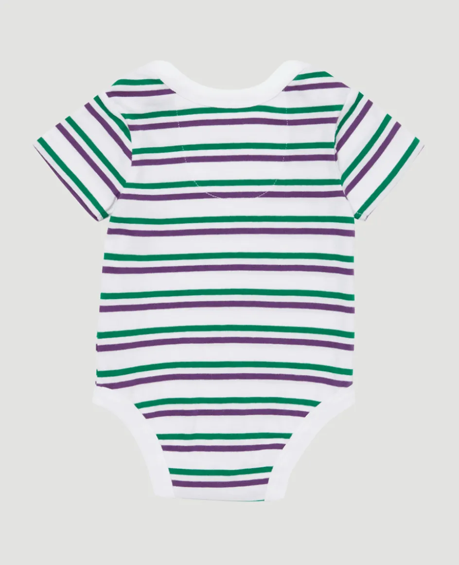 Wimbledon Babygrow - Green & Purple Stripes-Kids Baby Grows