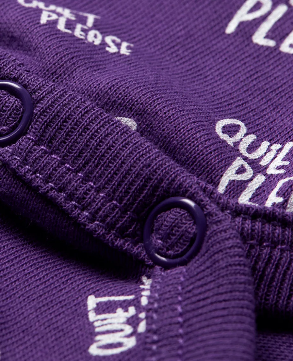 Wimbledon Babygrow Quiet Please - Purple-Kids Baby Grows