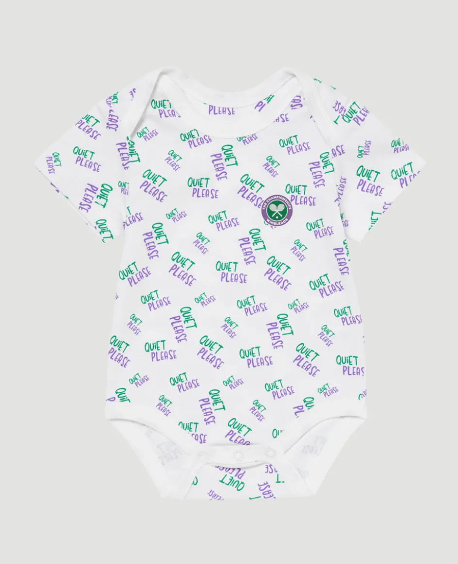 Wimbledon Babygrow Quiet Please - White-Kids Baby Grows