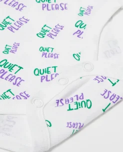 Wimbledon Babygrow Quiet Please - White-Kids Baby Grows