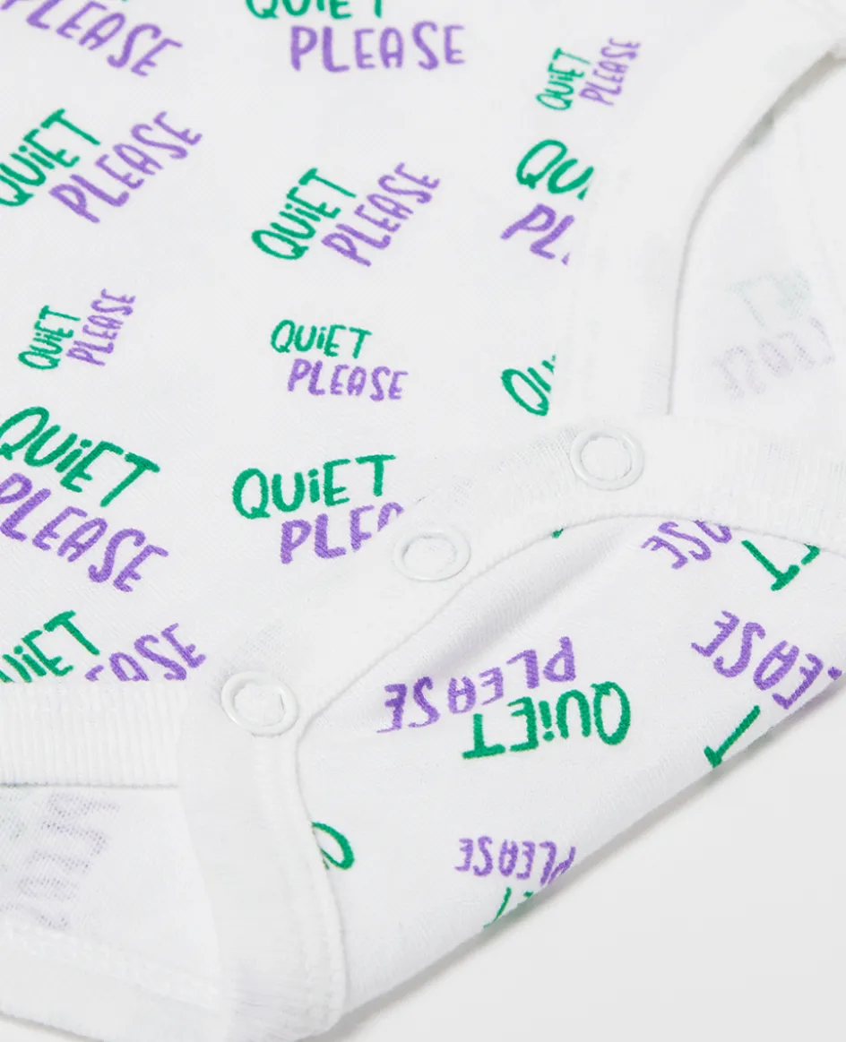 Wimbledon Babygrow Quiet Please - White-Kids Baby Grows