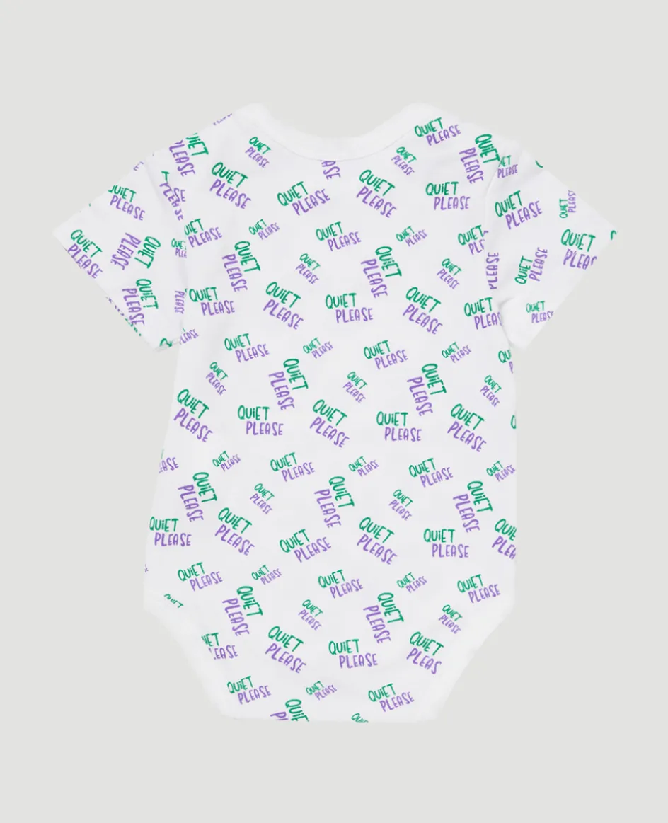 Wimbledon Babygrow Quiet Please - White-Kids Baby Grows