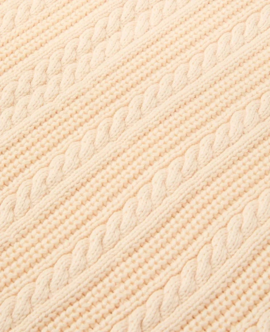Wimbledon Cable Knit Crew Neck Sweater in Cream-Women Knitwear|Sweatshirts & Hoodies