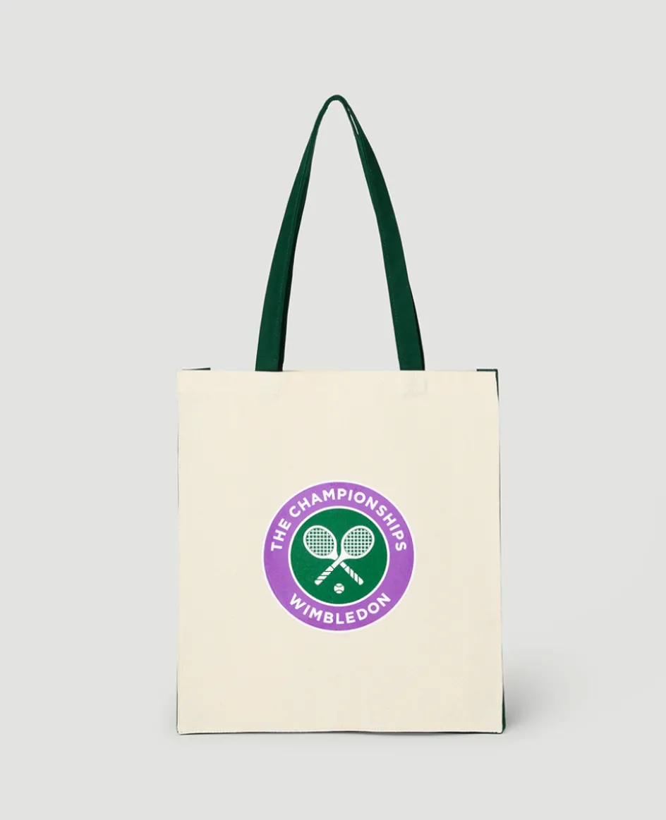 Wimbledon Championships Logo Shopper Tote - Natural with Green Gussets- Shopper|Tote