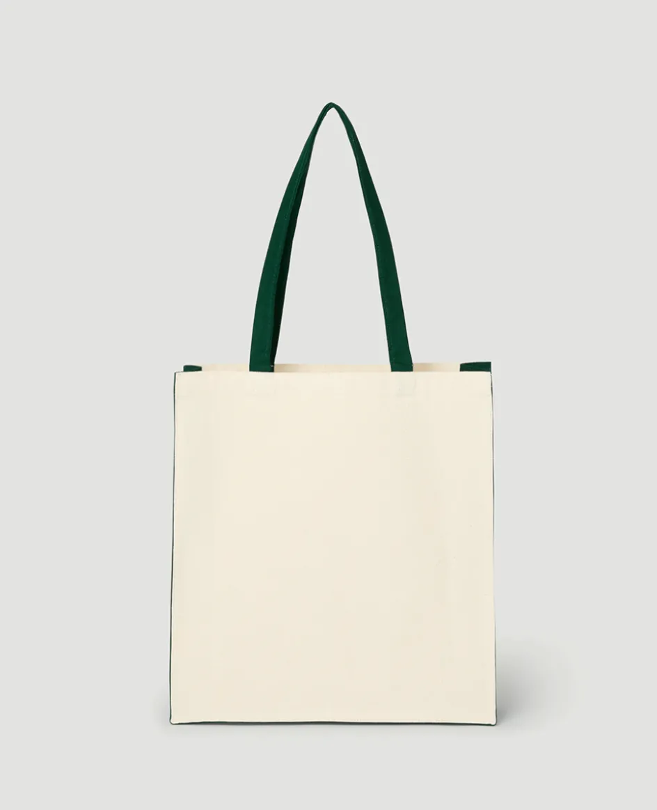 Wimbledon Championships Logo Shopper Tote - Natural with Green Gussets- Shopper|Tote