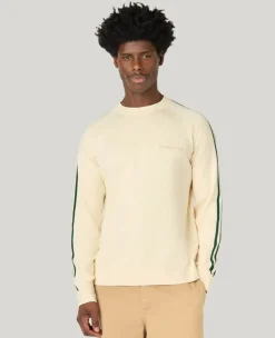 Wimbledon Contrast Stripe Knitted Sweater in Cream- Knitwear|Sweatshirts & Hoodies
