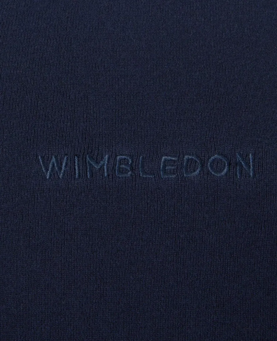Wimbledon Contrast Stripe V-Neck Sweater in Navy- Knitwear