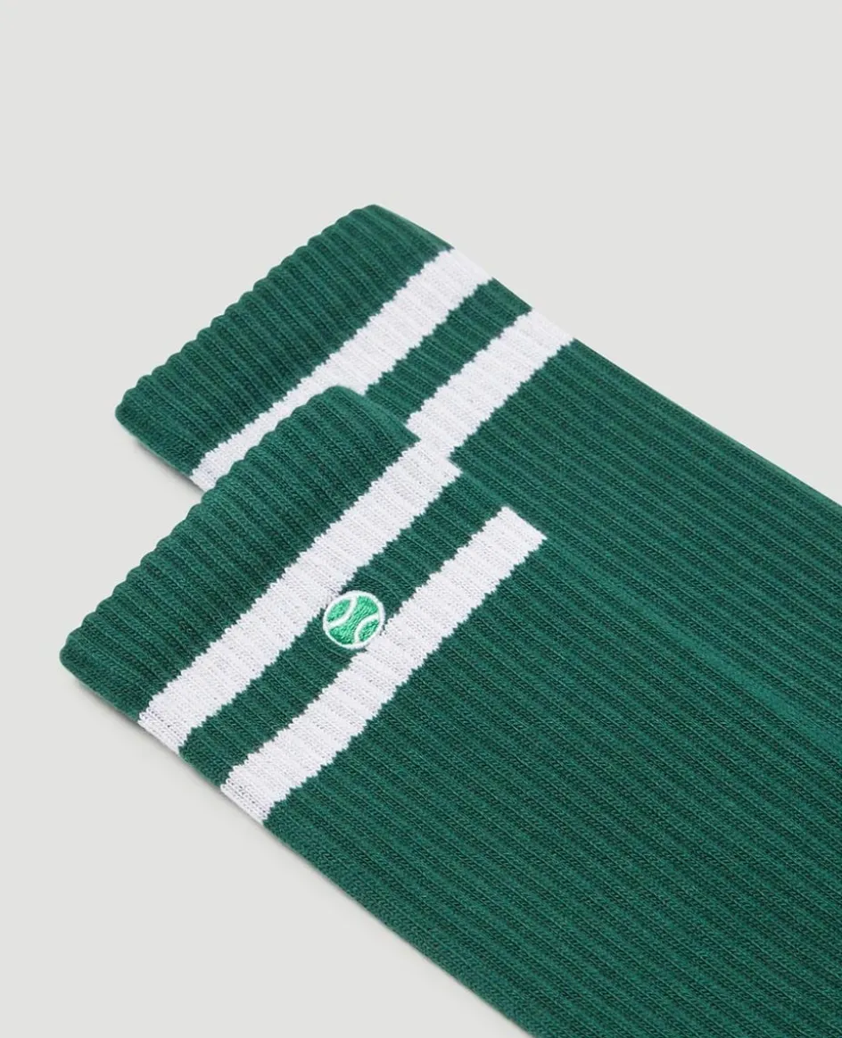 Wimbledon Crew Socks - Green & White- Accessories