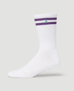 Wimbledon Crew Socks - White & Purple-Women Accessories|Accessories