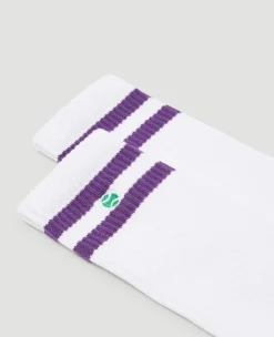 Wimbledon Crew Socks - White & Purple-Women Accessories|Accessories