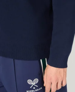 Wimbledon Crossed Racket Cardigan in Navy- Knitwear|Sweatshirts & Hoodies
