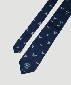 Wimbledon Cross Racket Tie - Navy- Accessories