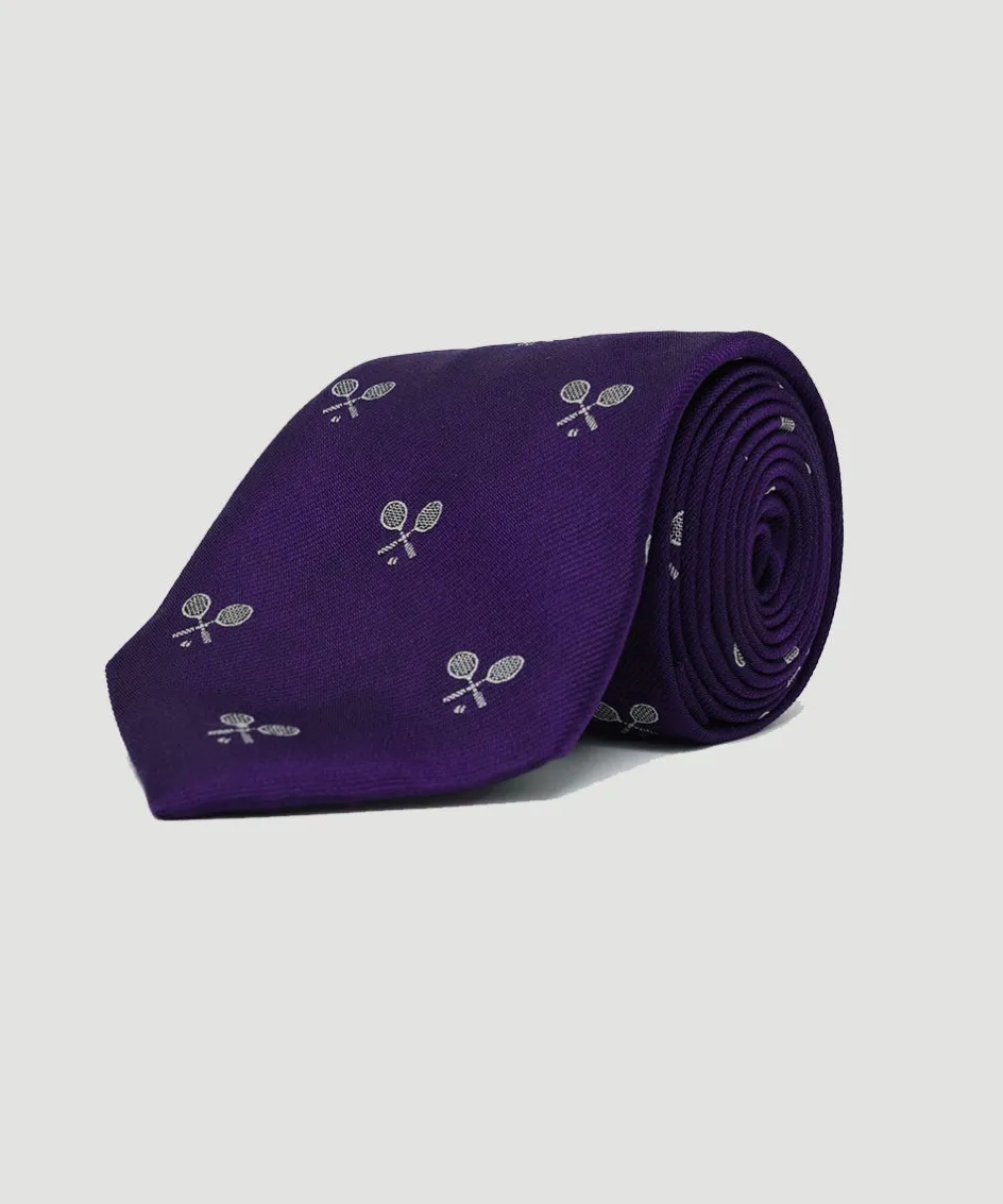 Wimbledon Cross Racket Tie - Purple- Accessories
