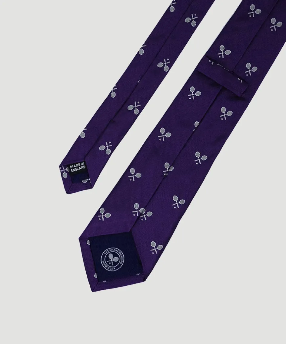 Wimbledon Cross Racket Tie - Purple- Accessories