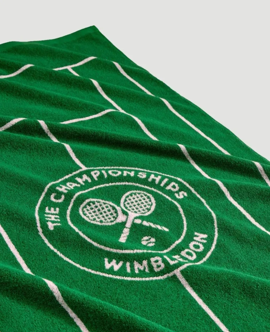 Wimbledon Green Tennis Court Cotton Bath Towel 70x133cm- Towels