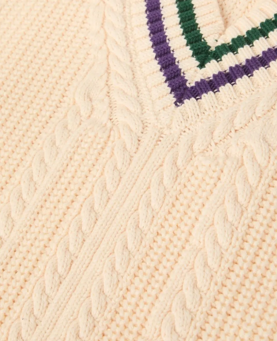 Wimbledon Heavy Knit Sleeveless Sweater in Cream-Women Knitwear|Sweatshirts & Hoodies