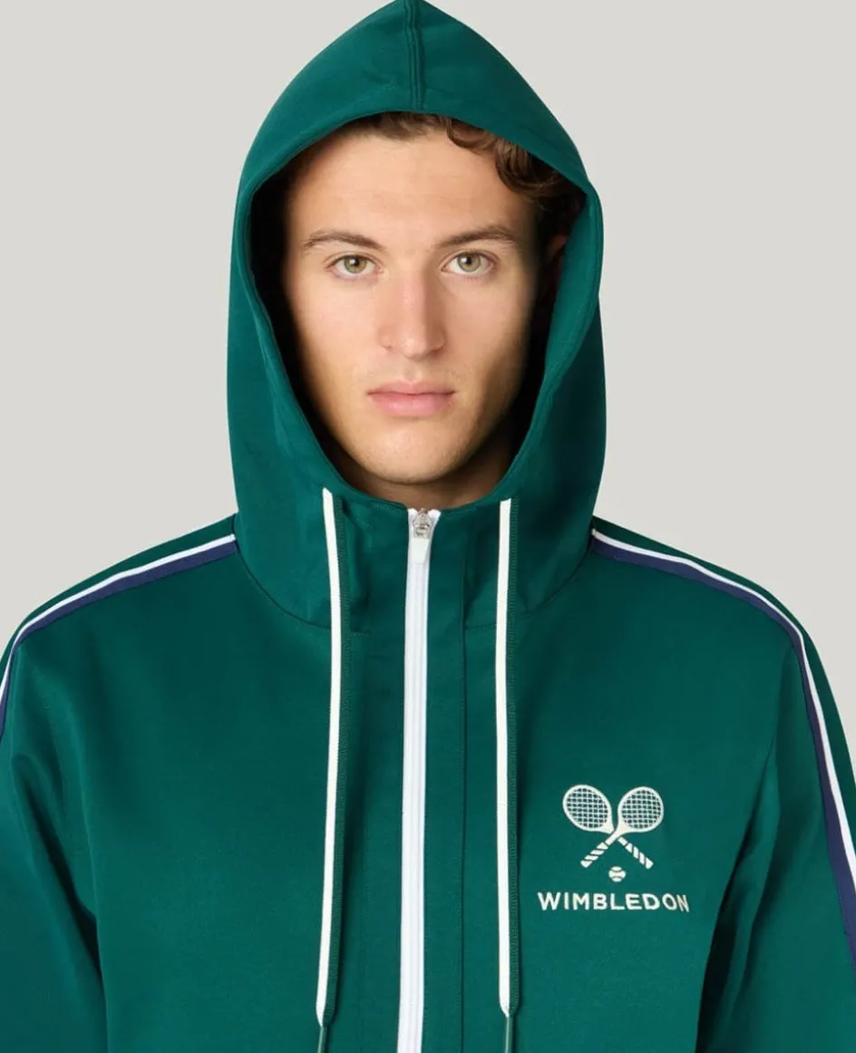 Wimbledon Interlock Stripe Hoodie in Green- Sweatshirts & Hoodies