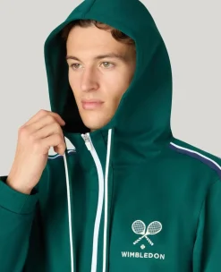 Wimbledon Interlock Stripe Hoodie in Green- Sweatshirts & Hoodies