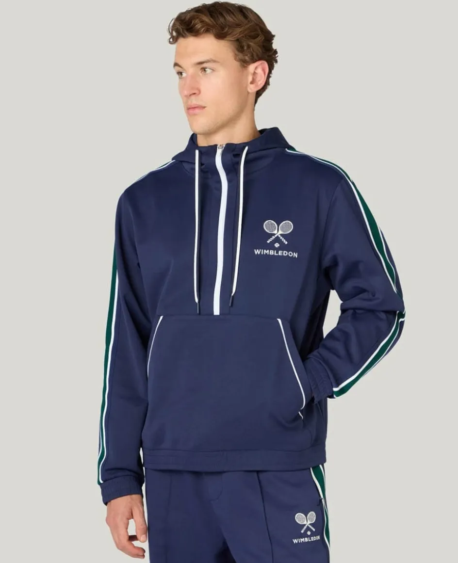Wimbledon Interlock Stripe Hoodie in Navy- Sweatshirts & Hoodies