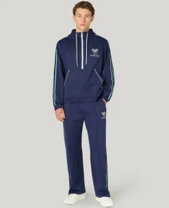 Wimbledon Interlock Stripe Hoodie in Navy- Sweatshirts & Hoodies