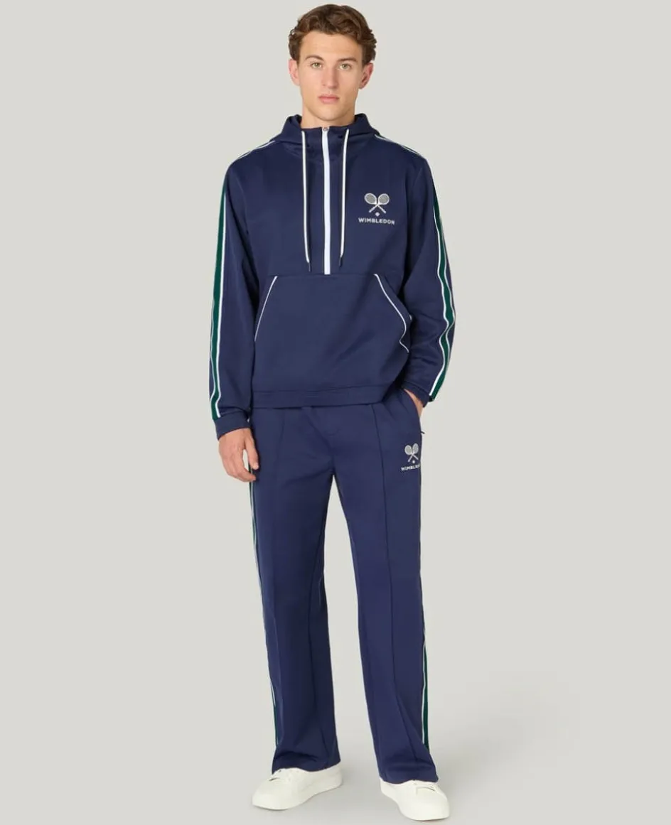 Wimbledon Interlock Stripe Hoodie in Navy- Sweatshirts & Hoodies