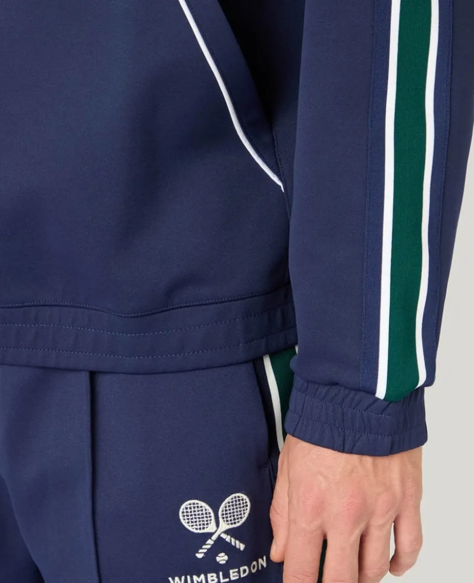 Wimbledon Interlock Stripe Hoodie in Navy- Sweatshirts & Hoodies