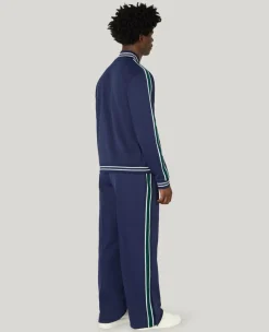 Wimbledon Interlock Stripe Track Pants in Navy- Trousers & Shorts