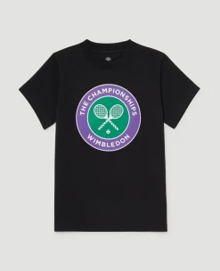 Wimbledon Kids Championships Logo T-Shirt - Black-Kids Tops & T-Shirts