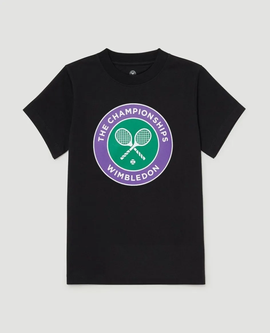 Wimbledon Kids Championships Logo T-Shirt - Black-Kids Tops & T-Shirts