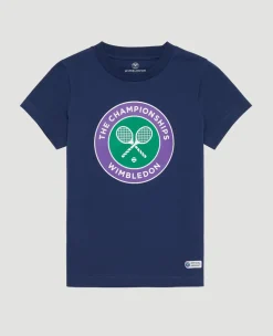 Wimbledon Kids Championships Logo T-Shirt - Navy-Kids Tops & T-Shirts