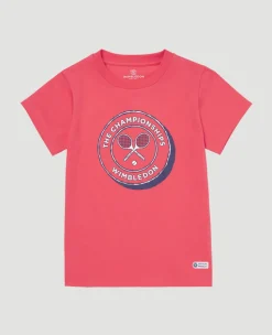 Wimbledon Kids Drawn Logo T-Shirt - Red-Kids Tops & T-Shirts