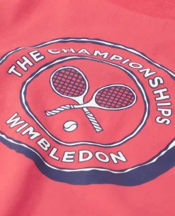 Wimbledon Kids Drawn Logo T-Shirt - Red-Kids Tops & T-Shirts