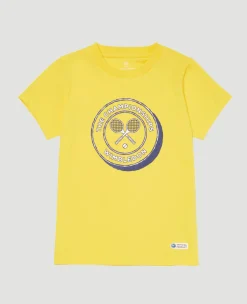 Wimbledon Kids Drawn Logo T-Shirt - Yellow-Kids Tops & T-Shirts