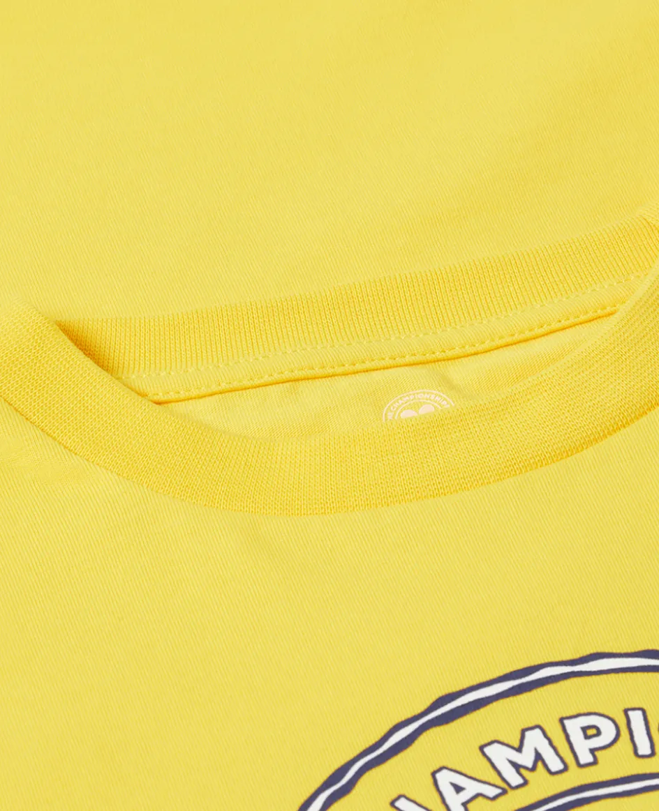 Wimbledon Kids Drawn Logo T-Shirt - Yellow-Kids Tops & T-Shirts