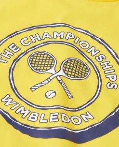 Wimbledon Kids Drawn Logo T-Shirt - Yellow-Kids Tops & T-Shirts