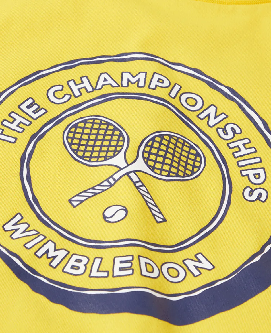 Wimbledon Kids Drawn Logo T-Shirt - Yellow-Kids Tops & T-Shirts