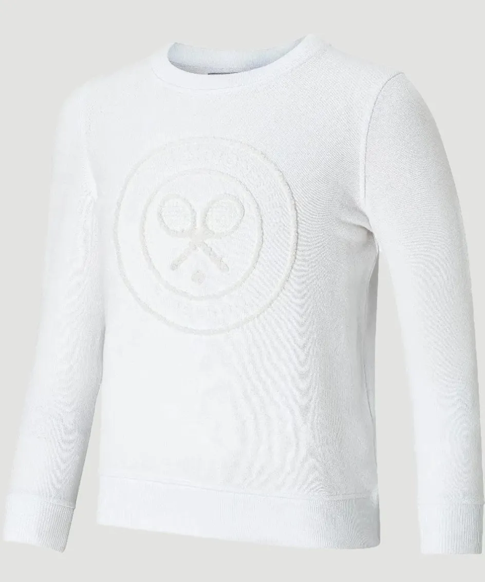 Wimbledon Kids Flocked Logo Sweatshirt - White-Kids Sweatshirts & Hoodies