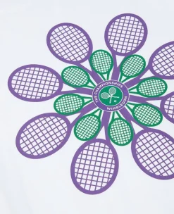 Wimbledon Kids Flower Racket T-Shirt - White-Kids Tops & T-Shirts