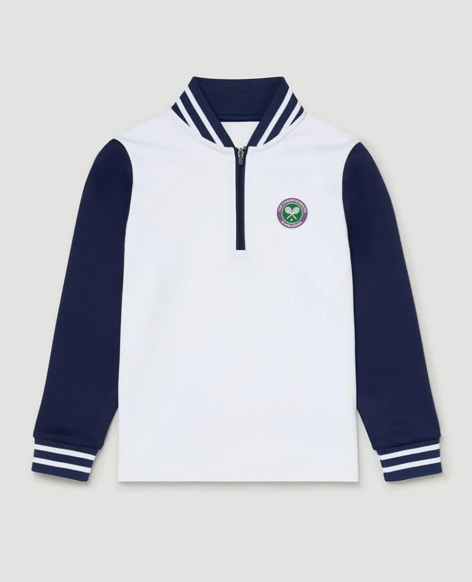 Wimbledon Kids Performance Half Zip Sweatshirt - Navy-Kids Sweatshirts & Hoodies
