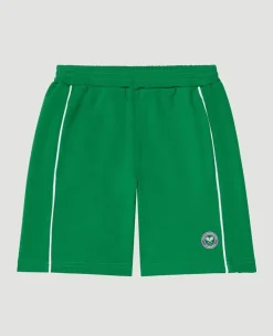 Wimbledon Kids Performance Piping Shorts - Green & White-Kids Trousers & Shorts