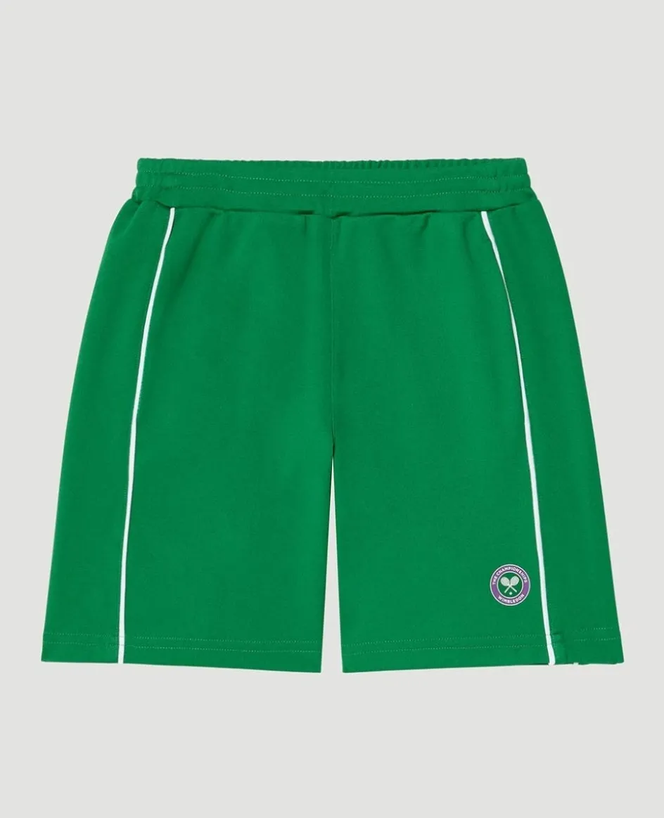 Wimbledon Kids Performance Piping Shorts - Green & White-Kids Trousers & Shorts