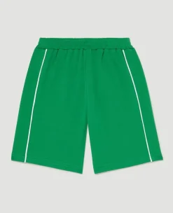 Wimbledon Kids Performance Piping Shorts - Green & White-Kids Trousers & Shorts