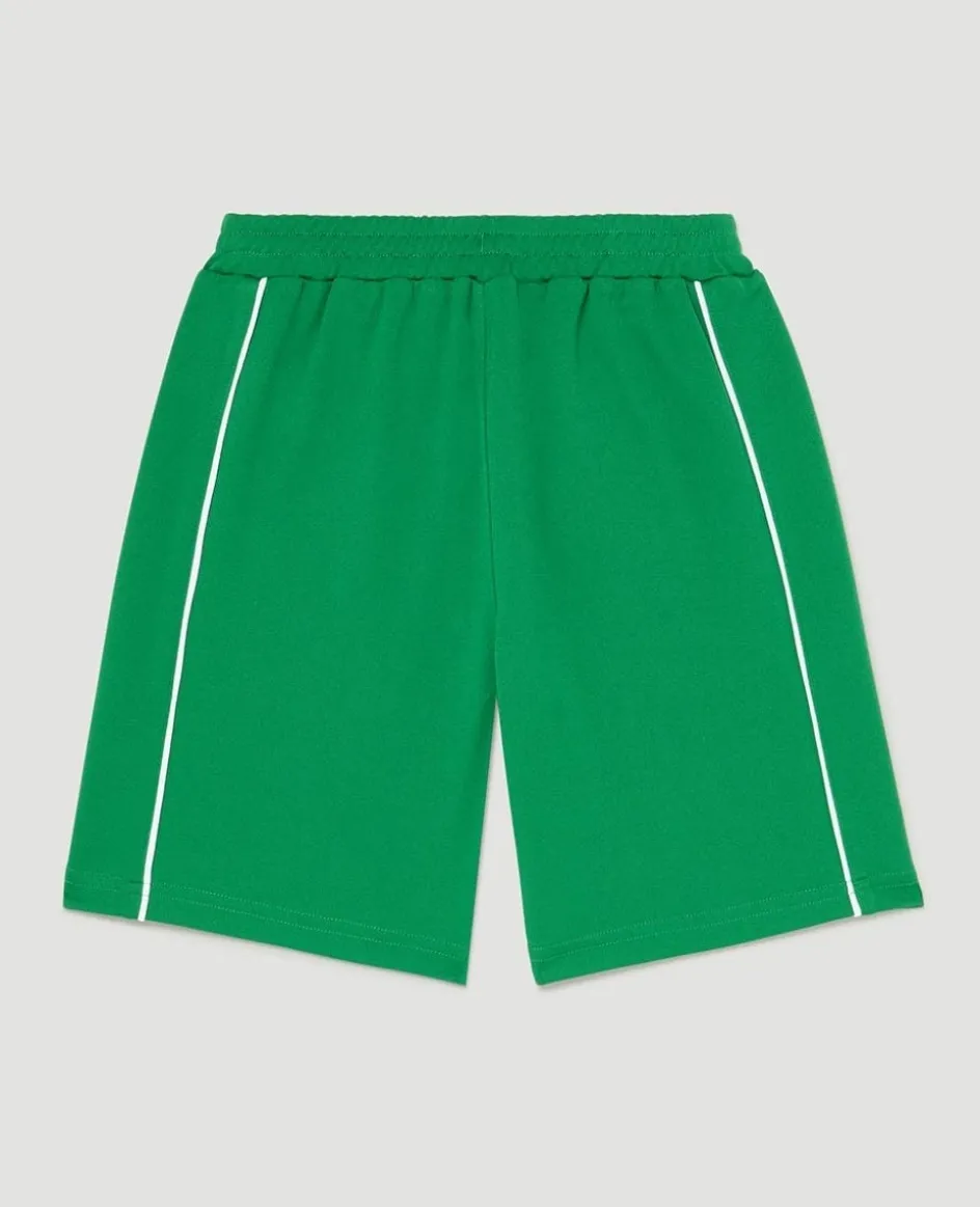 Wimbledon Kids Performance Piping Shorts - Green & White-Kids Trousers & Shorts