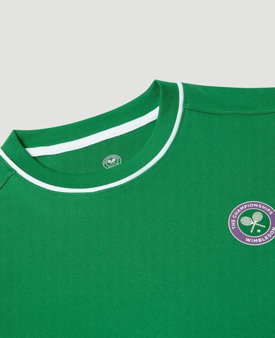 Wimbledon Kids Performance Piping T-Shirt - Green-Kids Tops & T-Shirts
