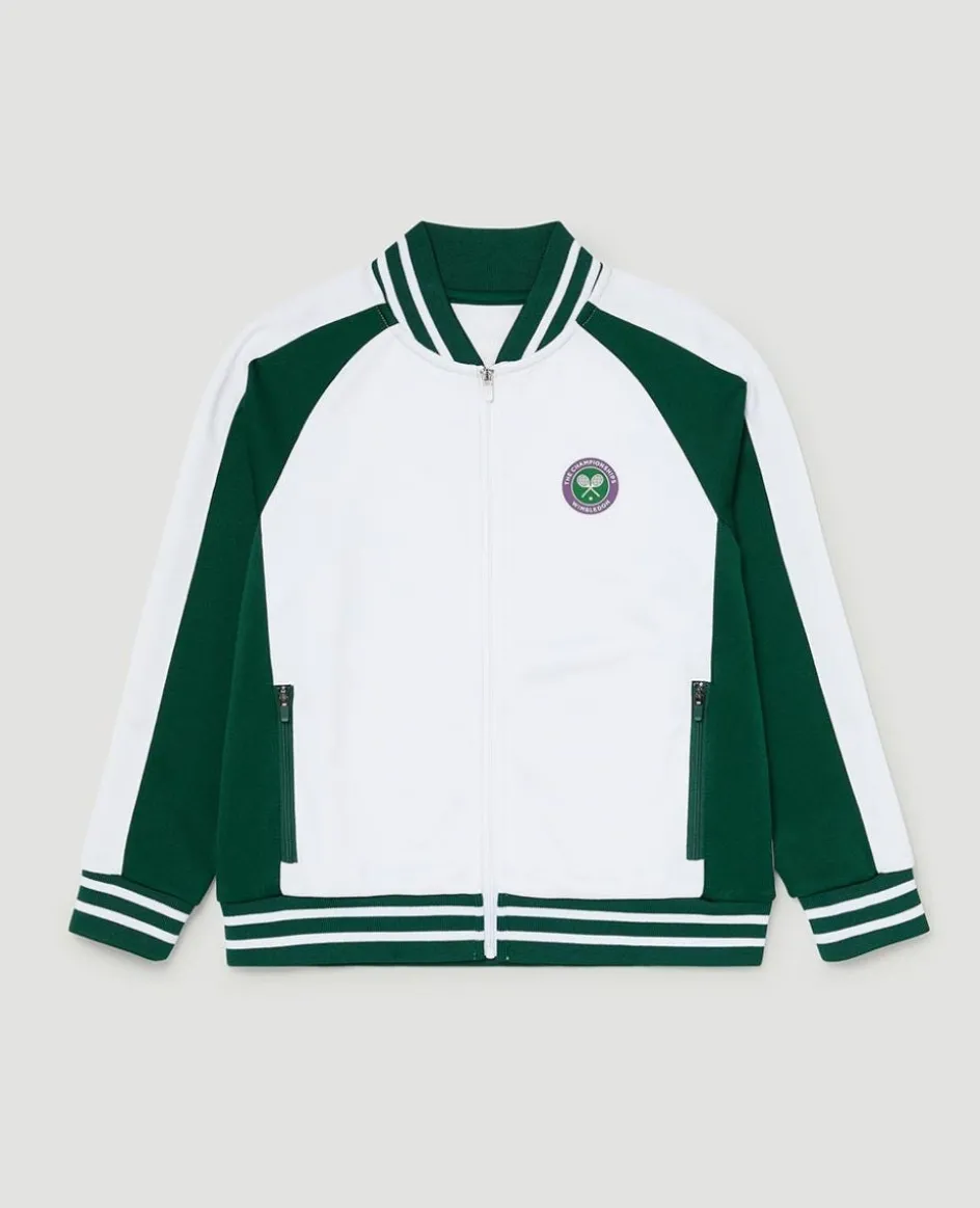 Wimbledon Kids Performance Varsity Jacket - Green-Kids Jackets & Coats